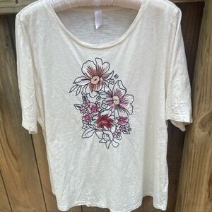 Talbots cotton white floral T-shirt